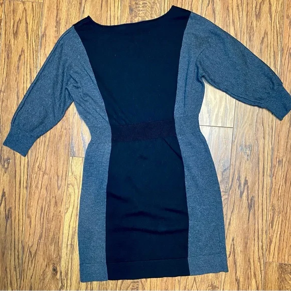 Ann Taylor Loft Black Gray Sweater Dress Sz Small - Picture 2 of 7